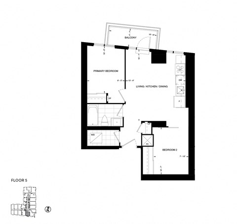 a floor plan of a house with a bedroom and a living room